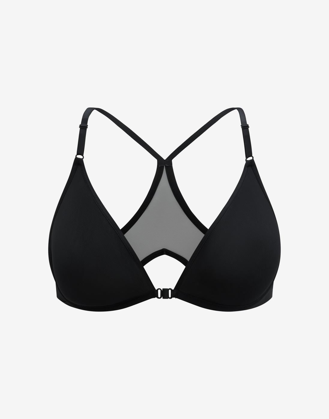 Bare Mesh Front Close Racerback Bra
