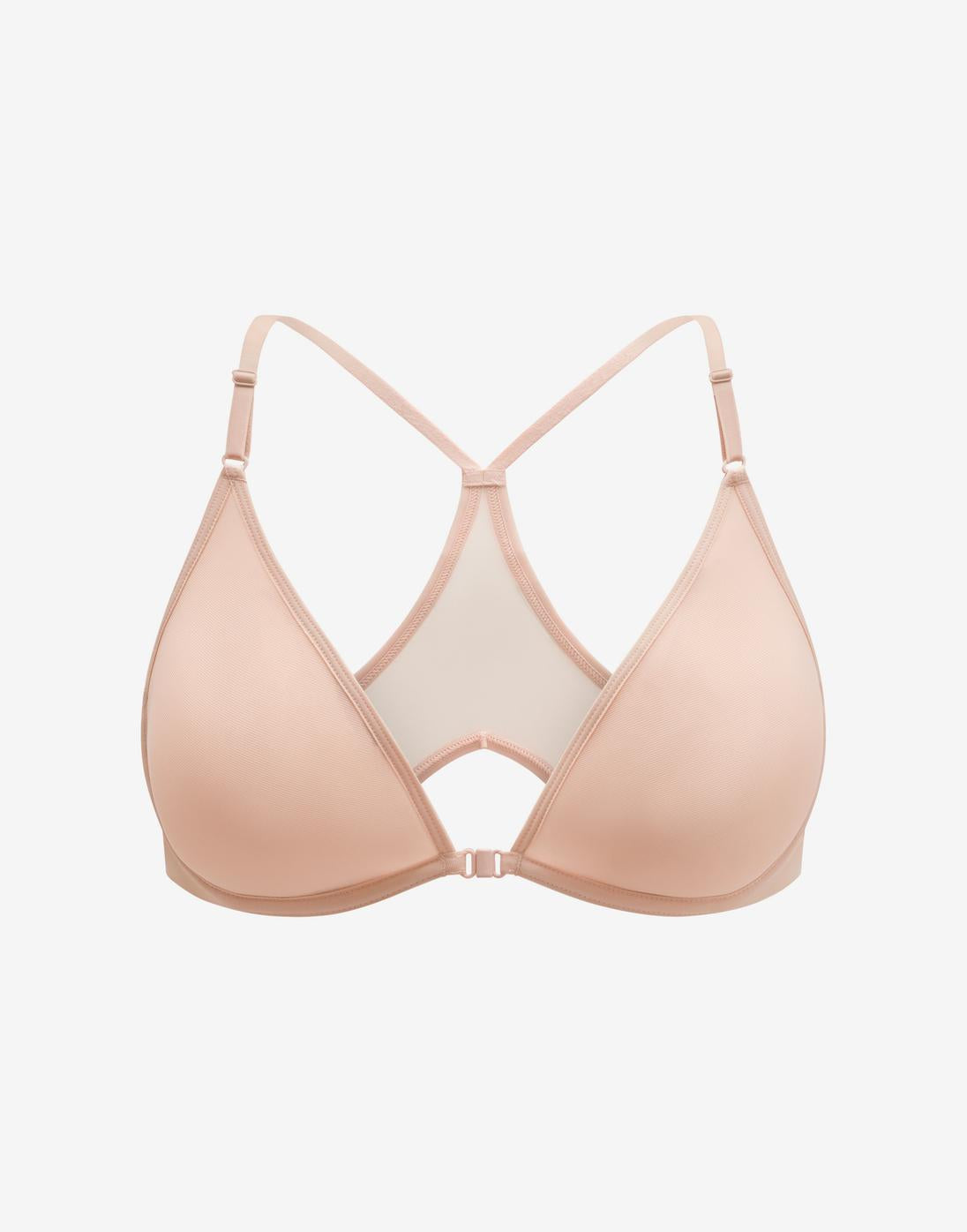 Bare Mesh Front Close Racerback Bra