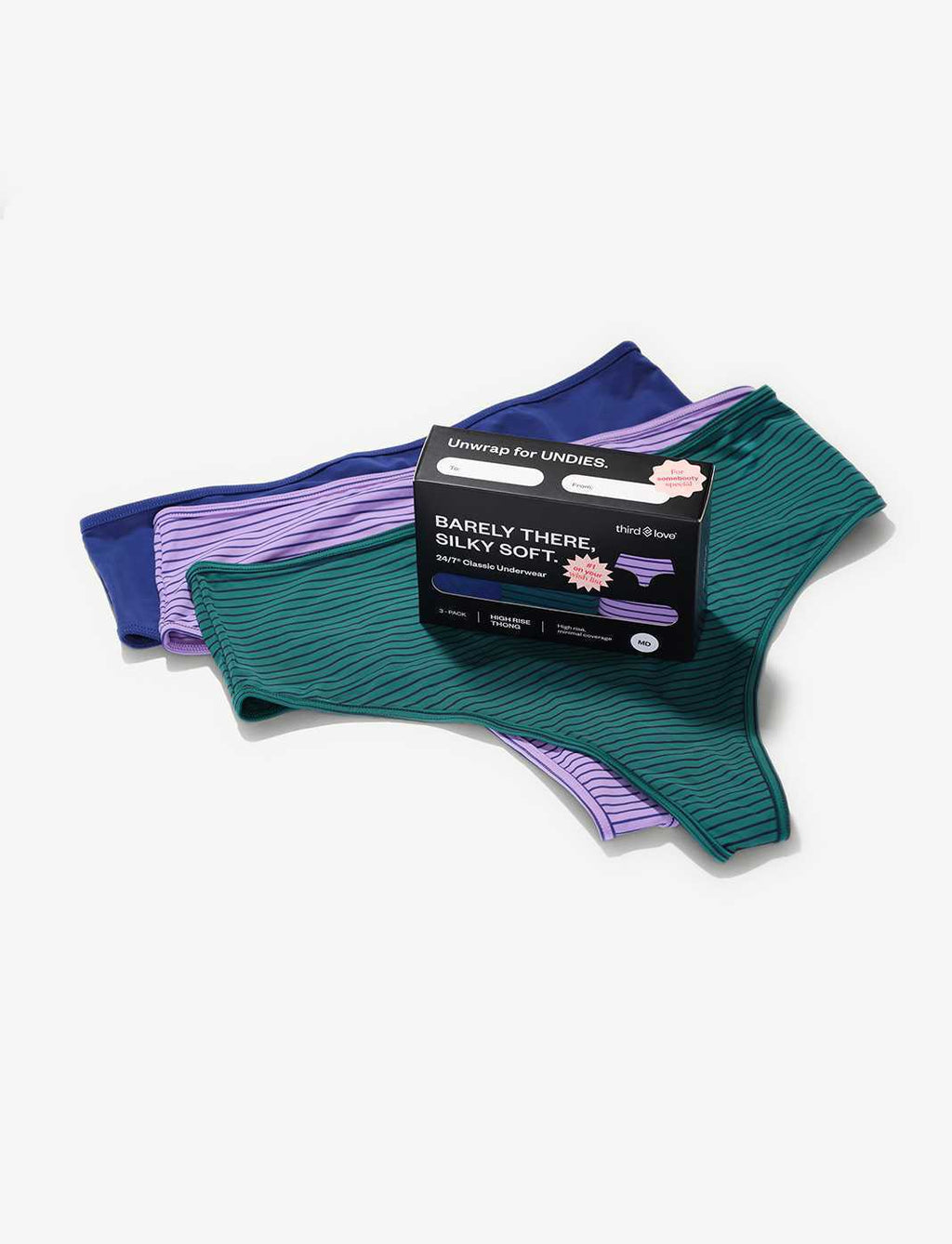 24/7®  Classic High Waist Thong 3 Pack Box